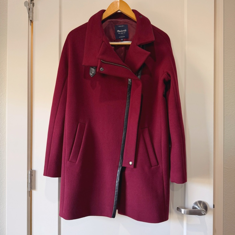 Madewell City Grid wool coat in dark Cabernet size 0
